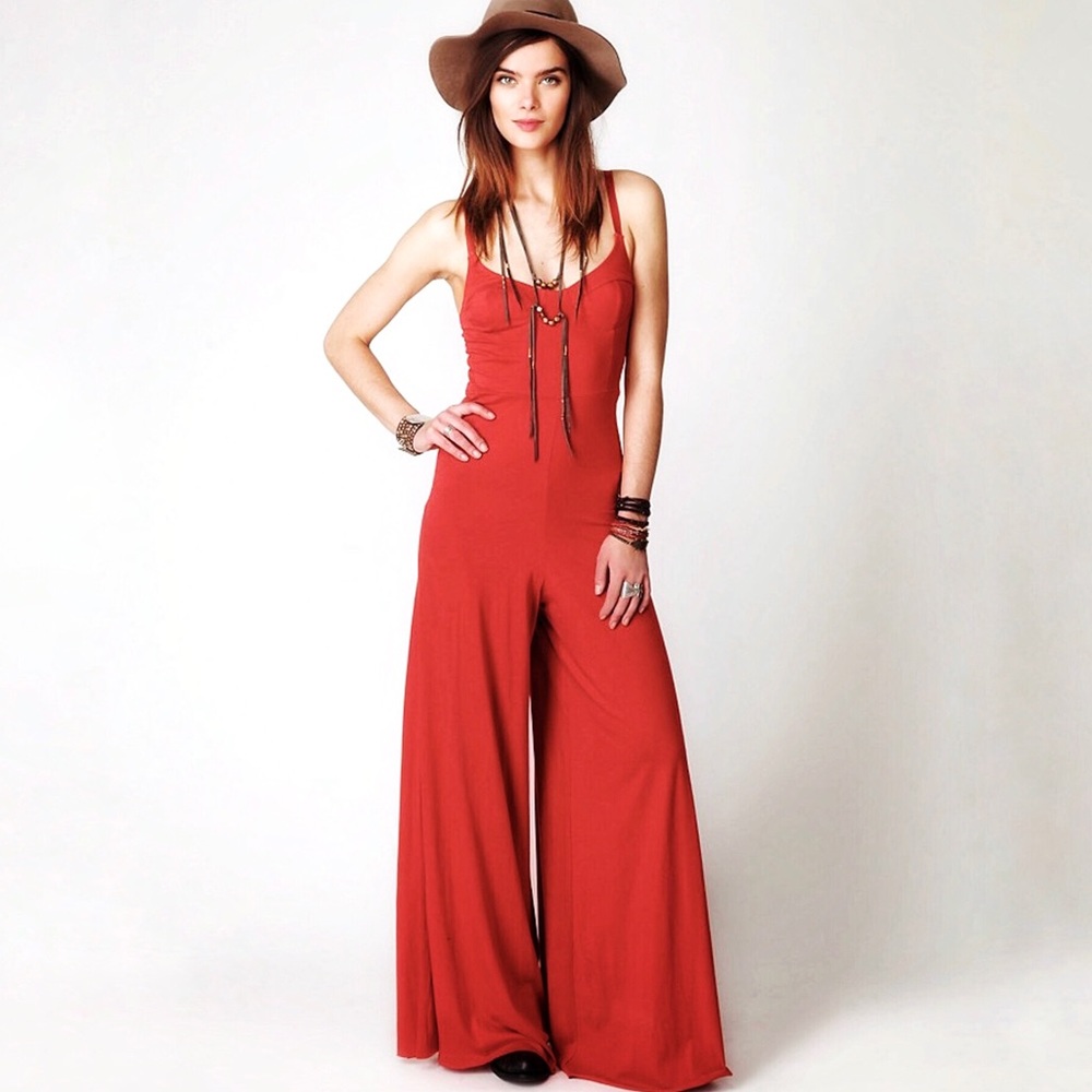 Free People En Vogue Red Catsuit Jumpsuit Romper